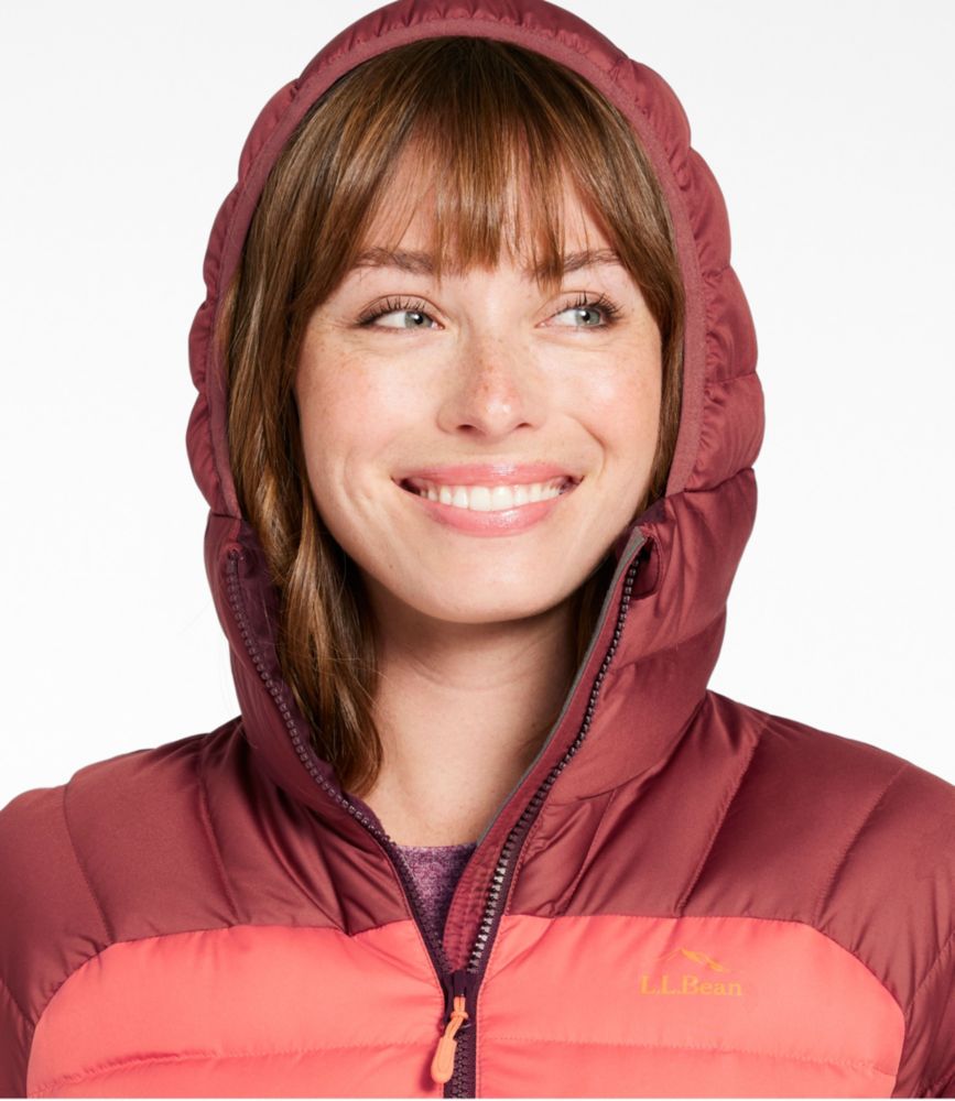 Women's Bean's Down Hooded Jacket, Colorblock - US 3979