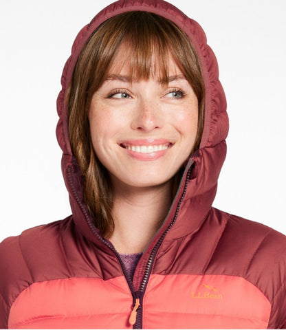 Women's Bean's Down Hooded Jacket, Colorblock - US 3979