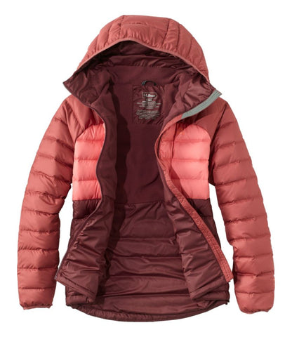 Women's Bean's Down Hooded Jacket, Colorblock - US 3979