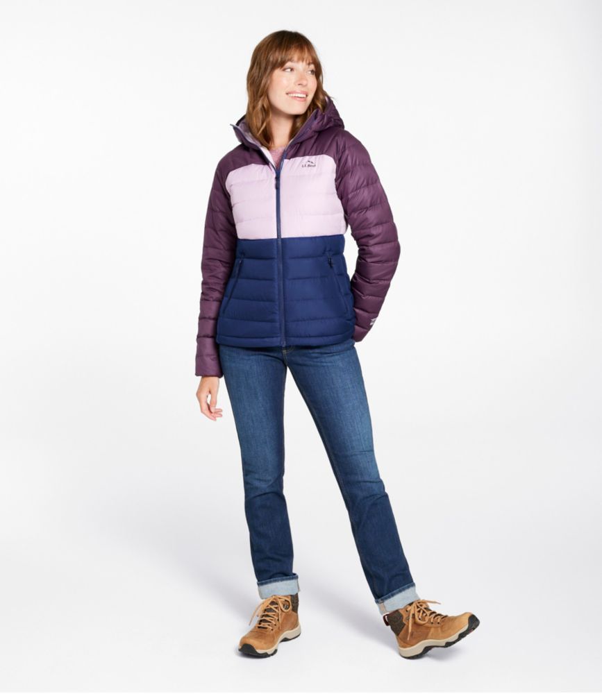 Women's Bean's Down Hooded Jacket, Colorblock - US 5242