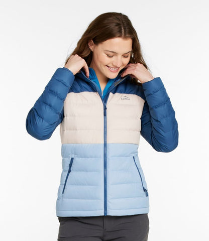 Women's Bean's Down Hooded Jacket, Colorblock - US 5080