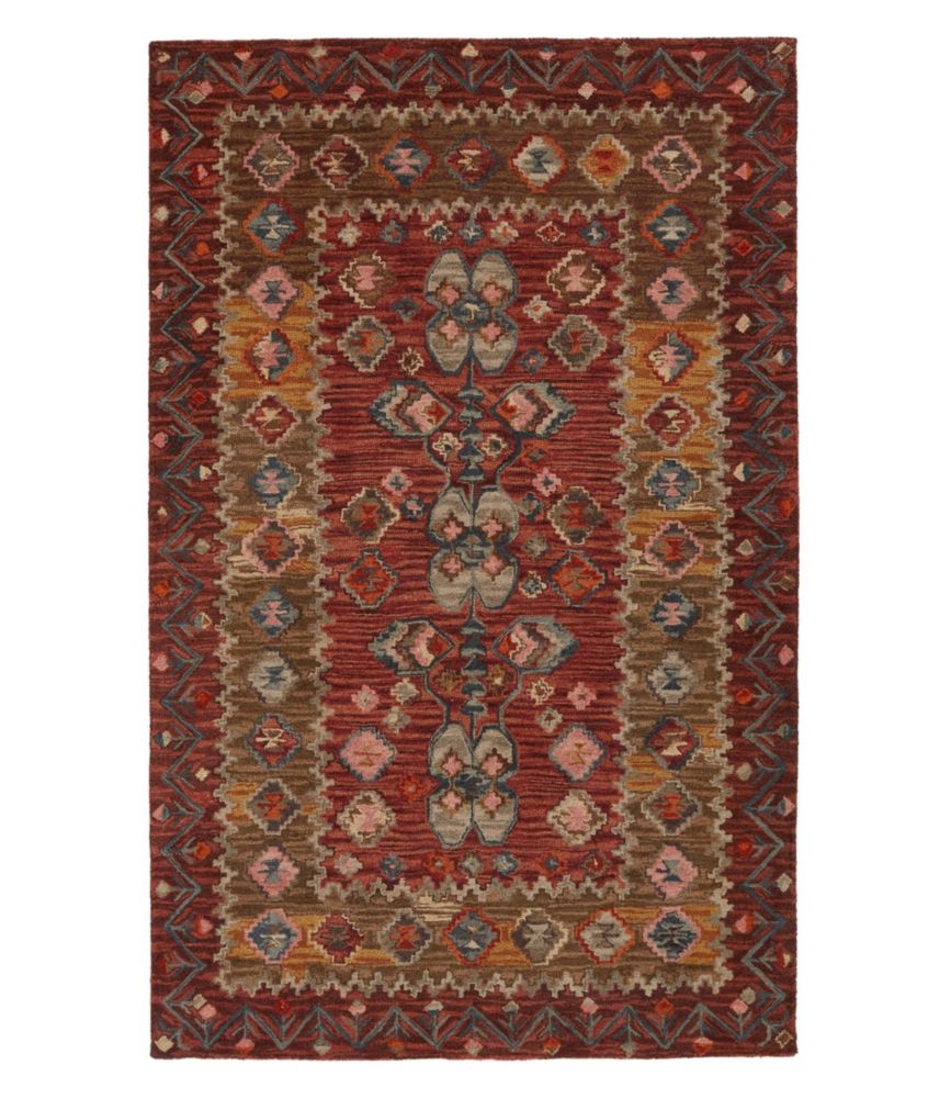 Double Border Wool Hooked Rug, Sienna Multi - US 3070