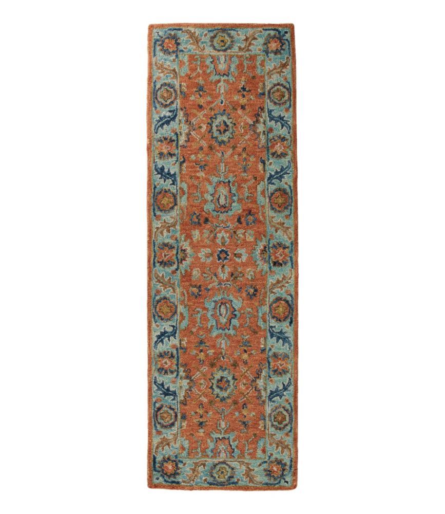 Single Border Terracotta Wool Tufted Runner - US 9889