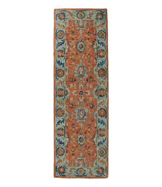 Single Border Terracotta Wool Tufted Runner - US 9889