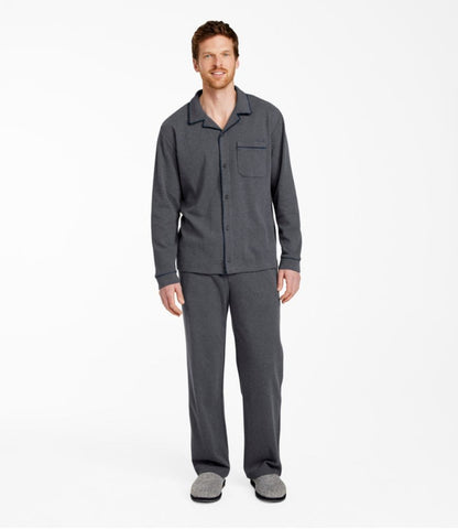 Men's Bean's Cotton Knit Pajamas, Button-Front PJ Set - US 4128