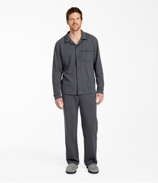 Men's Bean's Cotton Knit Pajamas, Button-Front PJ Set - US 4128