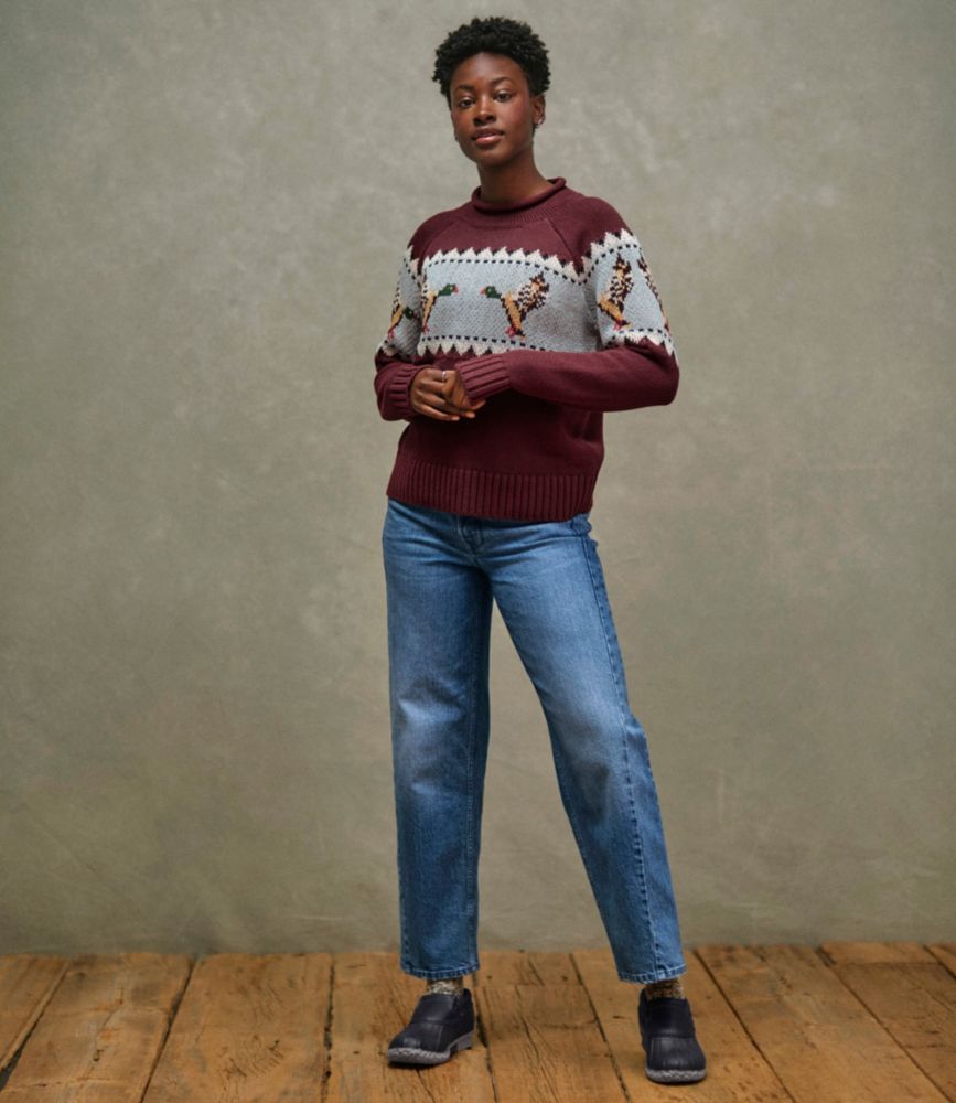 Women's Signature Original Cotton Sweater, Rollneck Novelty - US 7825