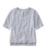 Women's Signature Linen-Blend Splitneck Shirt, Short-Sleeve - US 5565
