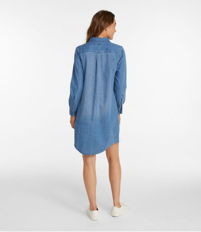 Women's L.L. Bean Heritage Washed Denim Shirt Dress - US 5047
