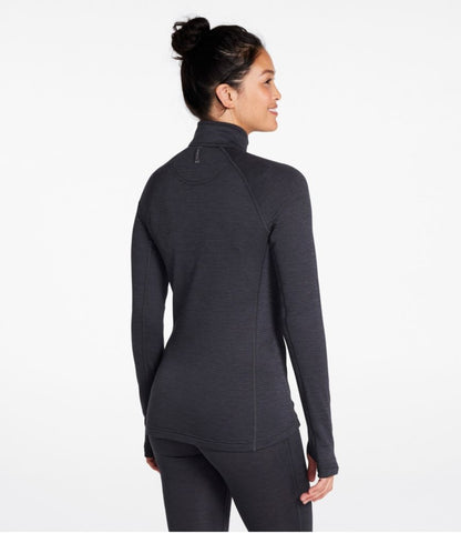 Women's L.L.Bean Midweight Base Layer Crew Top, 1/4 Zip - US 6962