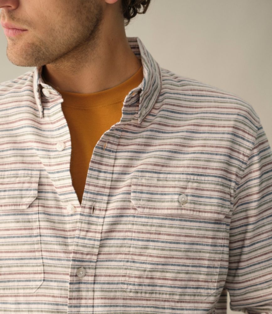 Men's Stonecoast Hemp Shirt, Long-Sleeve, Slightly Fitted Untucked Fit, Stripe - US 4287