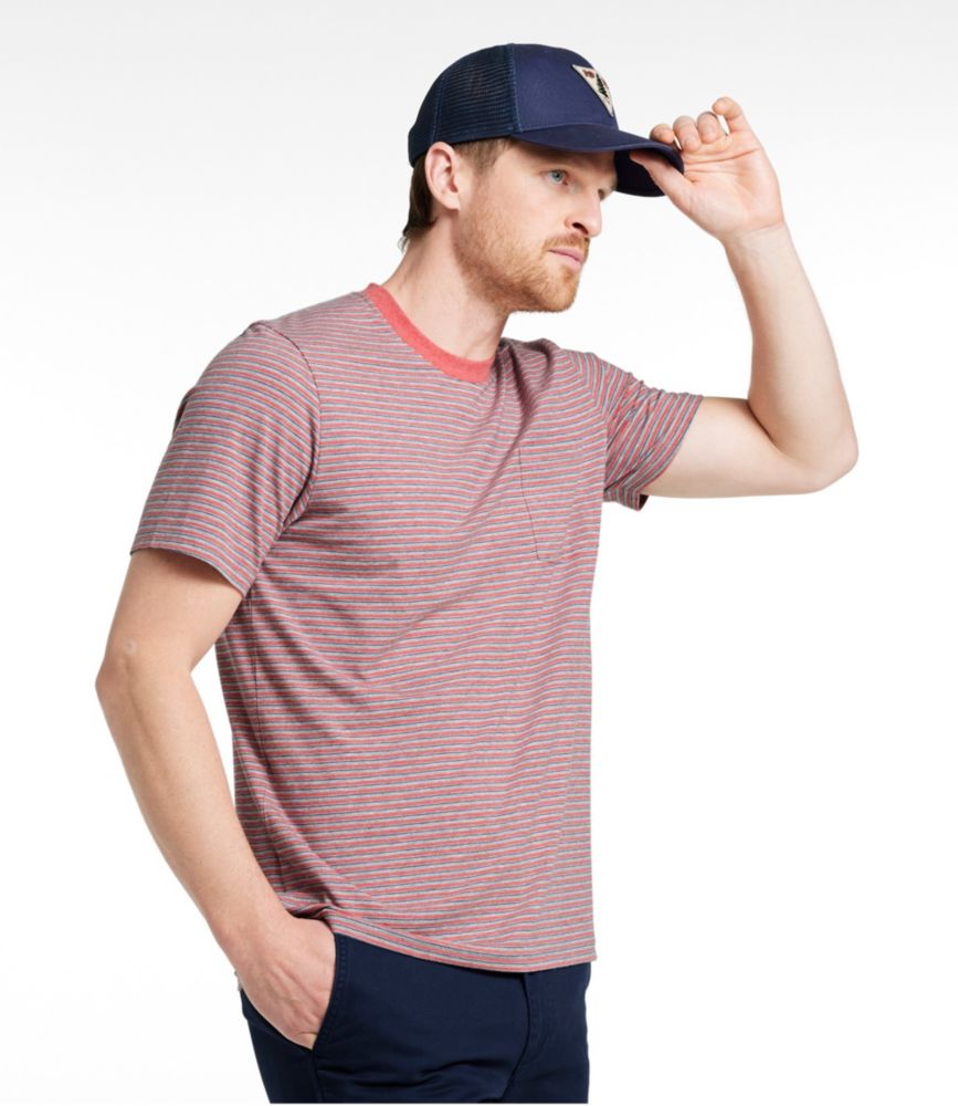 Men's Comfort Stretch Performance® Pima Pocket Tee, Short-Sleeve, Stripe - US 9468