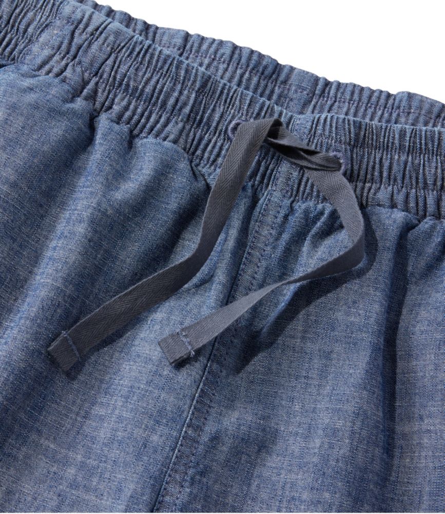 Women's Lakewashed Pull-On Chinos, Mid-Rise Wide-Leg Crop Chambray - US 9915