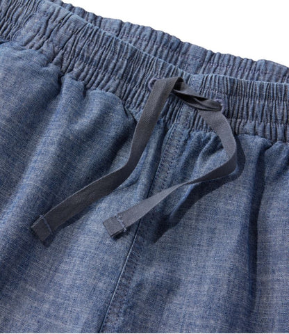 Women's Lakewashed Pull-On Chinos, Mid-Rise Wide-Leg Crop Chambray - US 9915