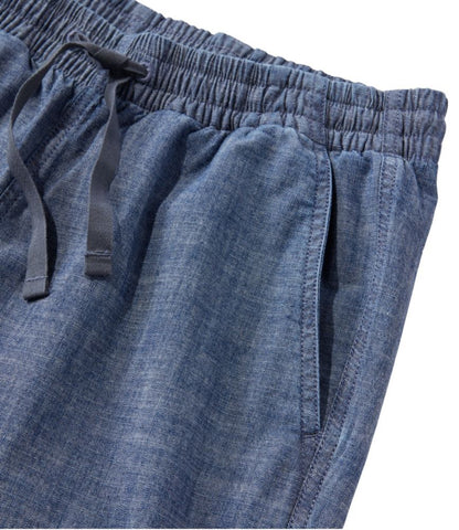 Women's Lakewashed Pull-On Chinos, Mid-Rise Wide-Leg Crop Chambray - US 9915