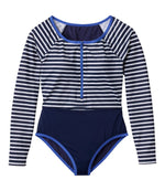 Women's Coastal Essentials Swimwear, Long-Sleeve Tanksuit Print - US 0715