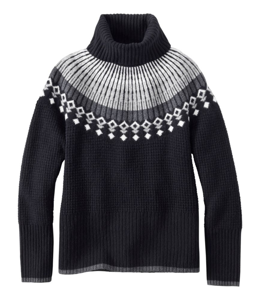 Women's SuperSoft Waffle Sweater, Turtleneck Fair Isle - US 7549