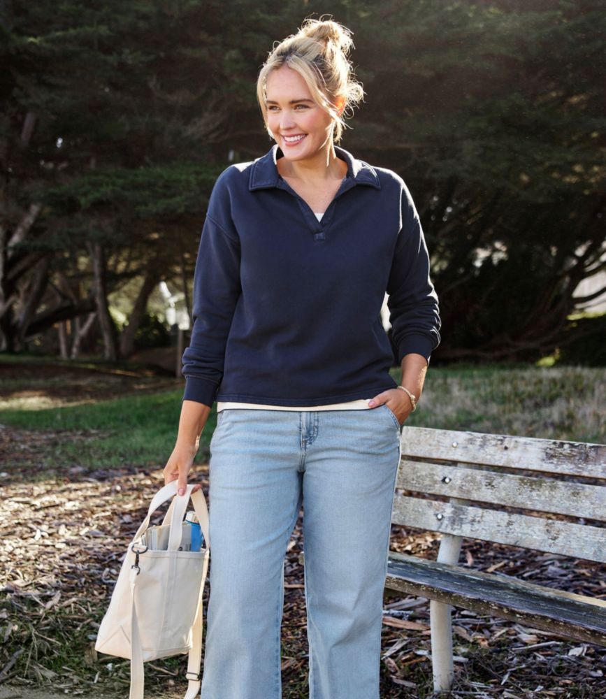 Women's Sunwashed Sweats, Splitneck Polo - US 6743