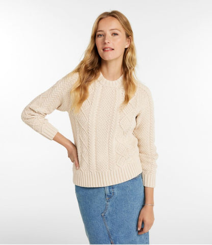Women's Signature Cotton Fisherman Sweater, Crewneck - US 9157