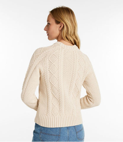 Women's Signature Cotton Fisherman Sweater, Crewneck - US 9157