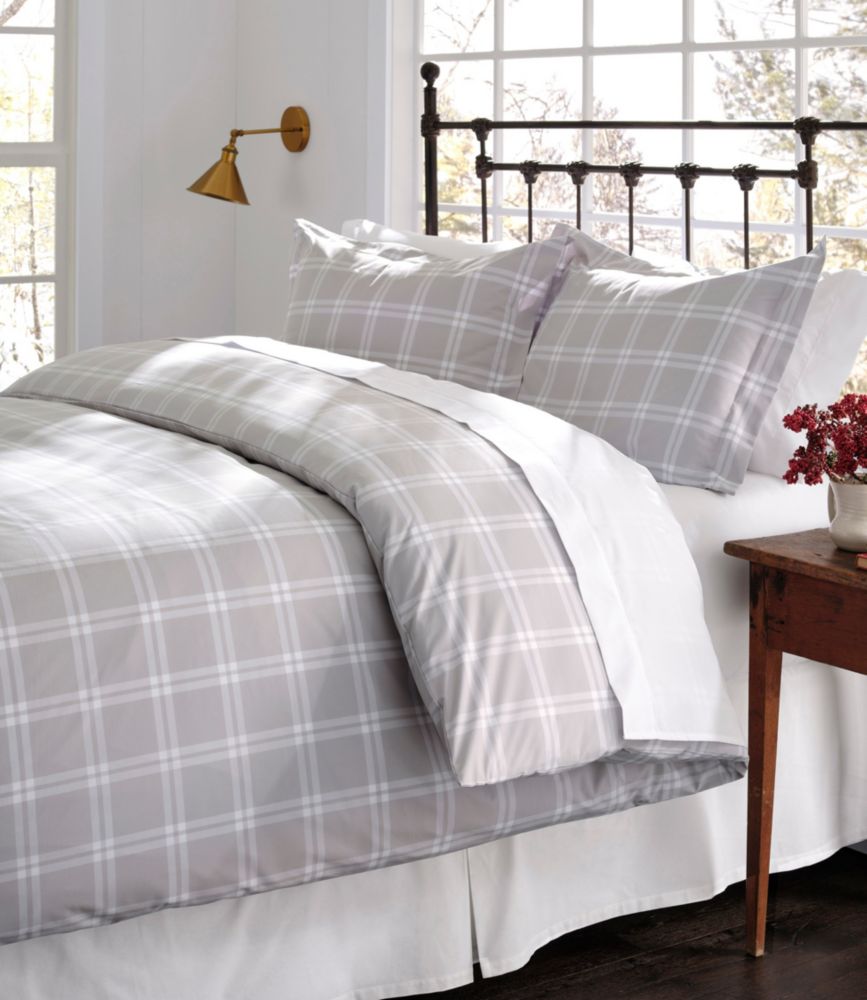 280-Thread-Count Pima Cotton Percale Comforter Cover Collection, Windowpane - US 7064