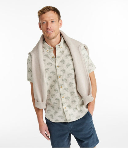 Men's Stonecoast Hemp Shirt, Short-Sleeve, Slightly Fitted Untucked Fit, Print - US 3230