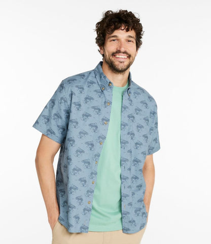 Men's Stonecoast Hemp Shirt, Short-Sleeve, Slightly Fitted Untucked Fit, Print - US 3898