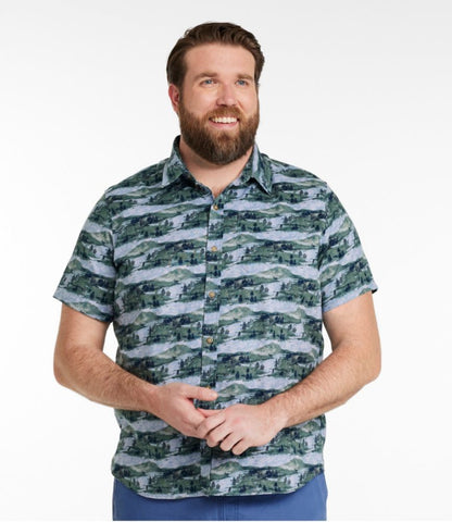 Men's Stonecoast Hemp Shirt, Short-Sleeve, Slightly Fitted Untucked Fit, Print - US 4826