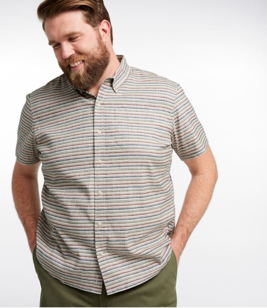 Men's Stonecoast Hemp Shirt, Short-Sleeve, Slightly Fitted Untucked Fit, Stripe - US 2652