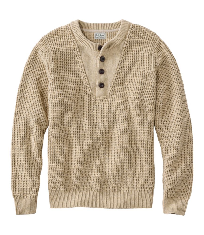 Men's L.L.Bean Organic Cotton Waffle Sweater, Henley - US 0508