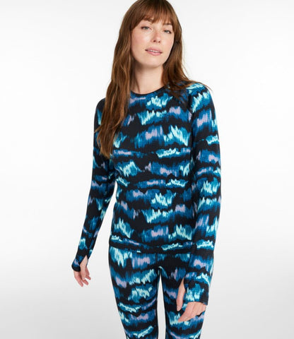 Women's L.L.Bean Heavyweight Base Layer Crew Top, Print - US 3996