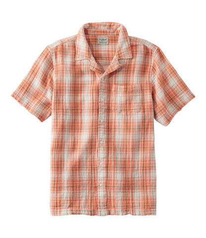 Men's Cloud Gauze Shirt, Short-Sleeve, Slightly Fitted Untucked Fit, Plaid - US 5639