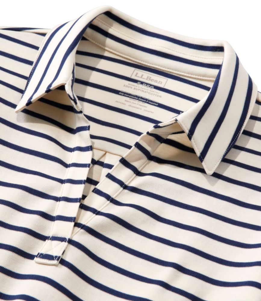 Women's Pima Cotton Tee, Three-Quarter-Sleeve Polo Stripe - US 5694
