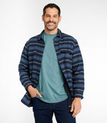 Men's Fleece-Lined Flannel Shirt, Traditional Fit, Stripe - US 9171