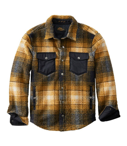 Men's Signature Mixed Media Fleece Shirt Jacket, Plaid - US 3644