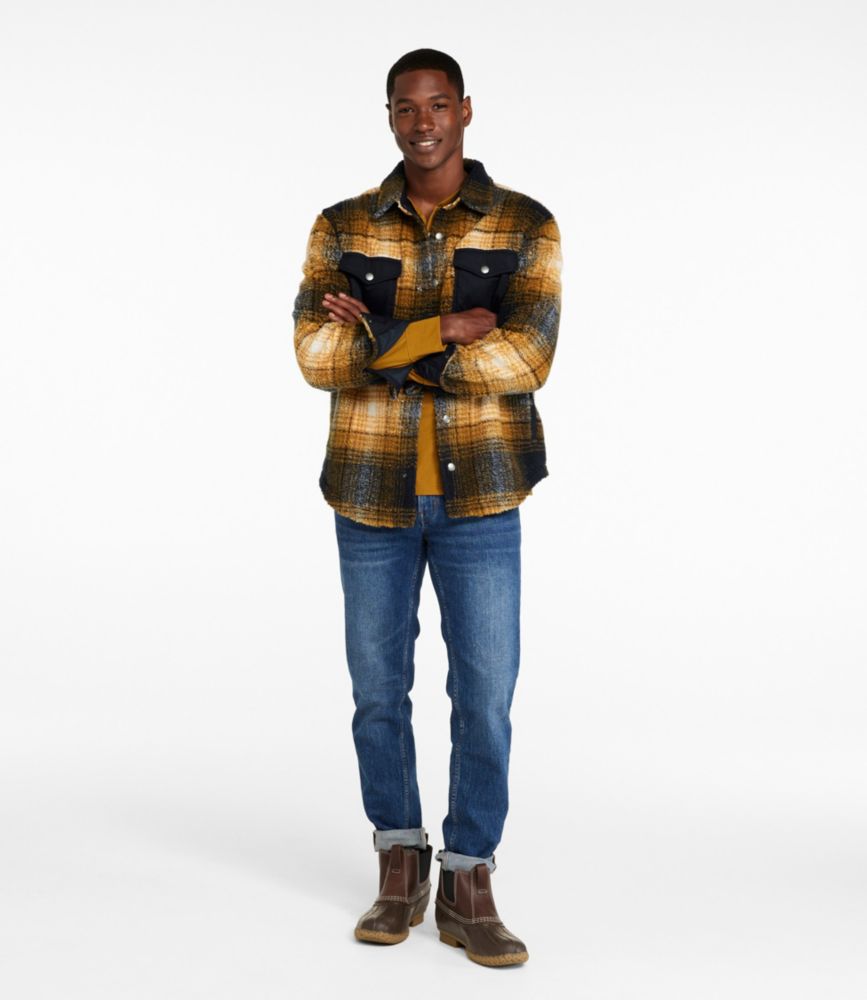 Men's Signature Mixed Media Fleece Shirt Jacket, Plaid - US 3644