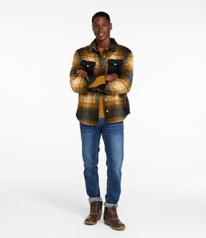 Men's Signature Mixed Media Fleece Shirt Jacket, Plaid - US 3644