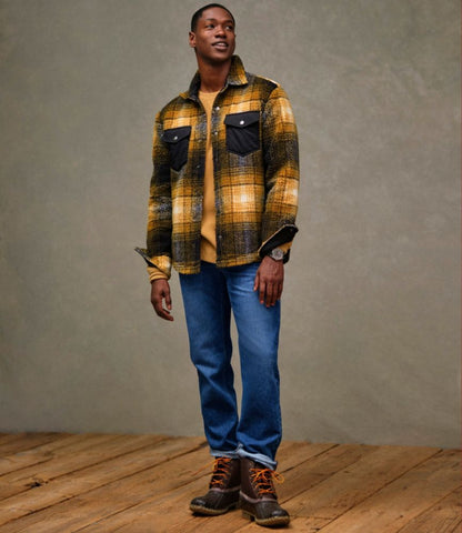 Men's Signature Mixed Media Fleece Shirt Jacket, Plaid - US 3644
