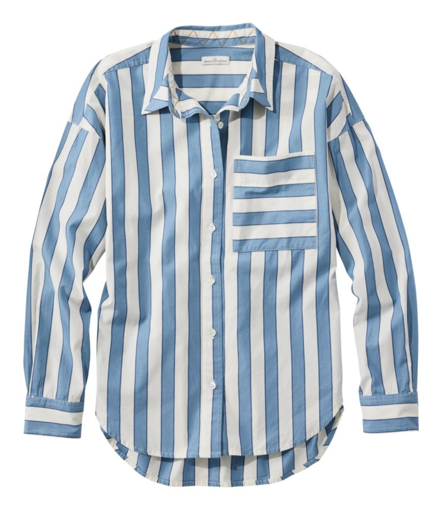 Women's Signature Premium Essential Poplin Shirt, Long-Sleeve Novelty Stripe - US 7577