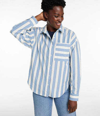 Women's Signature Premium Essential Poplin Shirt, Long-Sleeve Novelty Stripe - US 7577