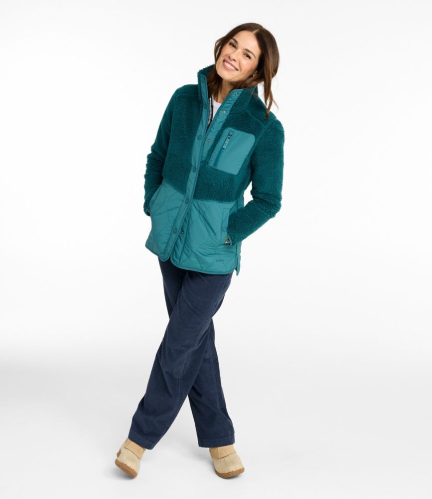 Women's Bean's Mixed Media Sherpa Fleece Jacket - US 4282