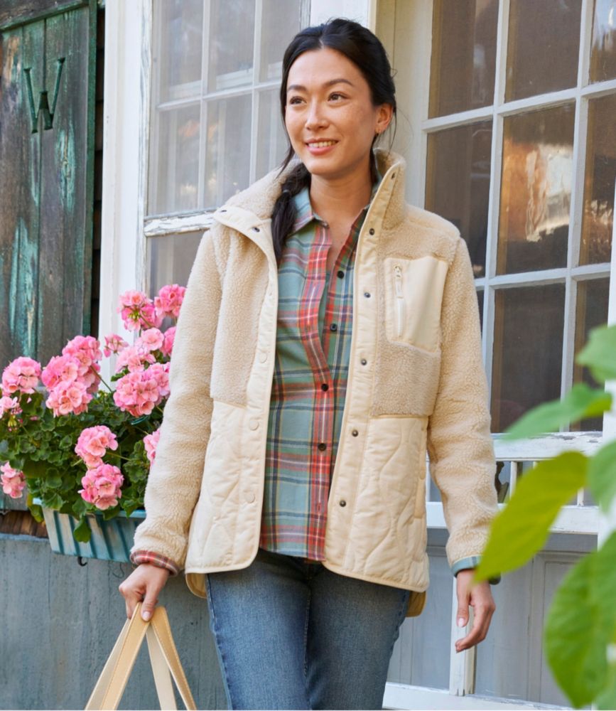 Women's Bean's Mixed Media Sherpa Fleece Jacket - US 9360
