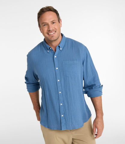 Men's Cloud Gauze Shirt, Long-Sleeve, Slightly Fitted Untucked Fit - US 8485