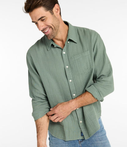 Men's Cloud Gauze Shirt, Long-Sleeve, Slightly Fitted Untucked Fit - US 0717