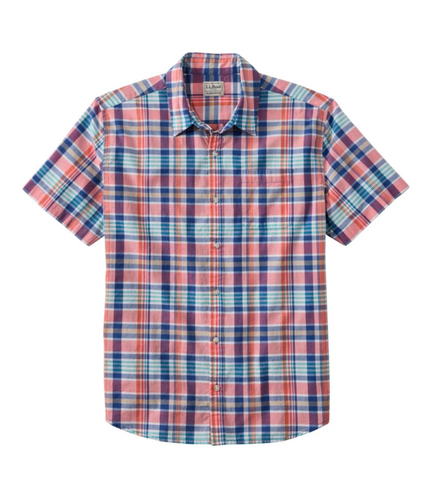 Men's Madras Shirt, Short-Sleeve, Slightly Fitted Untucked Fit - US 4959