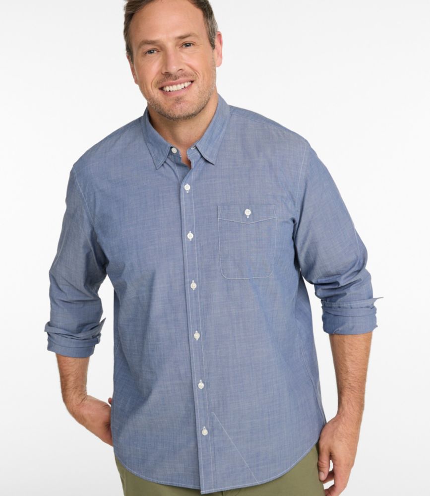 Men's Comfort Stretch Performance® Chambray Shirt, Long-Sleeve, Slightly Fitted Untucked Fit - US 4631