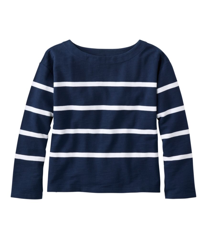 Women's Peaks Island Top, Relaxed Boatneck Long-Sleeve Stripe - US 4612