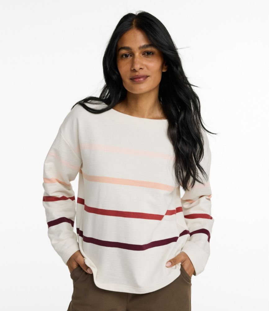 Women's Peaks Island Top, Relaxed Boatneck Long-Sleeve Stripe - US 9916