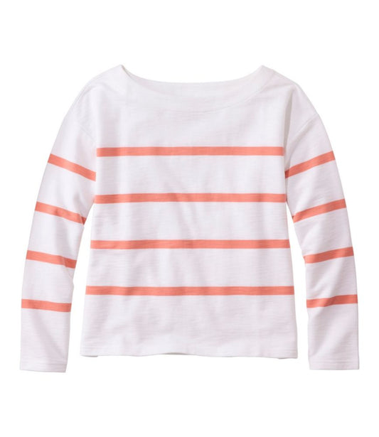 Women's Peaks Island Top, Relaxed Boatneck Long-Sleeve Stripe - US 9873