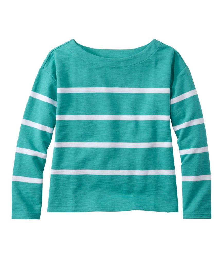 Women's Peaks Island Top, Relaxed Boatneck Long-Sleeve Stripe - US 9083